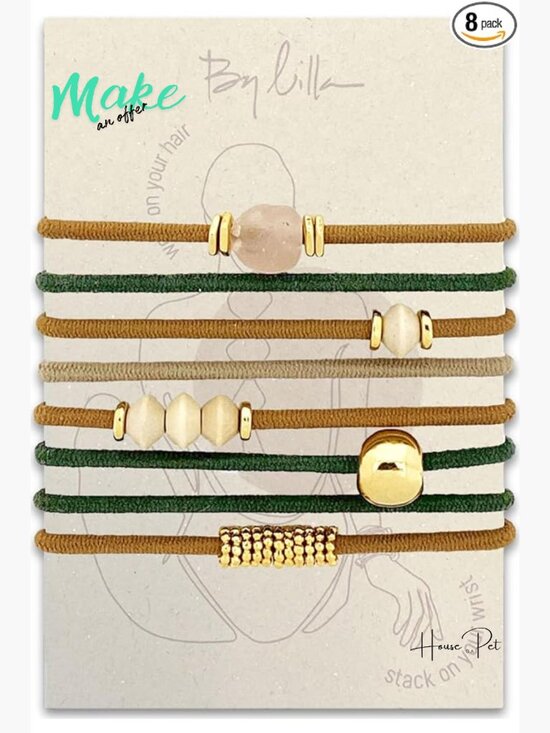 Boho Handmade Bracelet Hair Ties with Gold Accents - Set of 8 main image 6